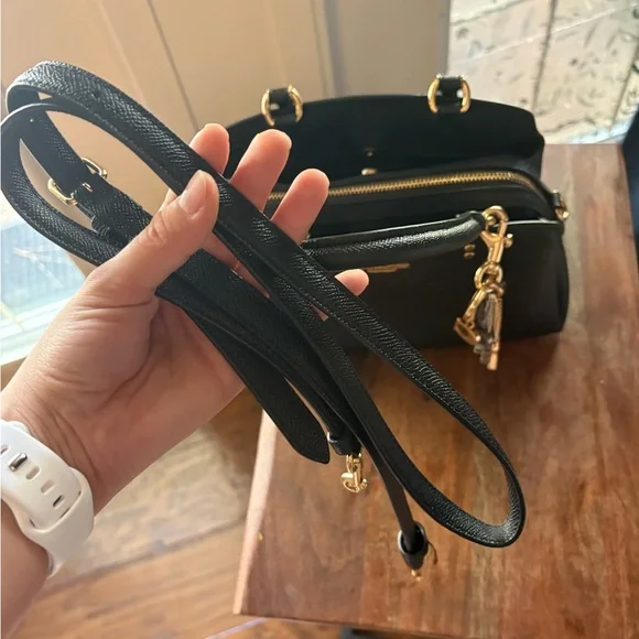 Black Coach Crossbody Purse with Gold Accents - Picture 12 of 13